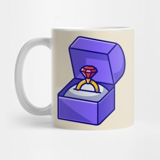 Gold Ring With Diamond In Box Cartoon Mug